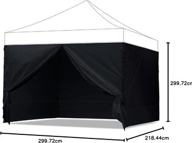 Сонцезахисна стінка ABCCANOPY 3x3 м, 4 шт, чорна, для павільйону