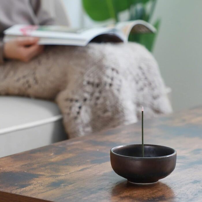 Японська підставка для пахощів Asayu Japan Zen, кераміка, 10 см, знімний латунний тримач, для йоги, медитації та релаксації