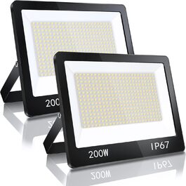 YIQIBRO LED прожектор для вулиці 200Вт*2, 10000Лм, IP67, холодне біле світло 6500K, водонепроникний, для складу, саду, гаража, двору, парковки
