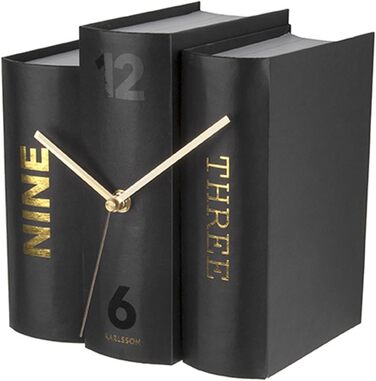 Настільний годинник Karlsson KA5628 у вигляді книги Trompe-L'Oeil, міцний картон і метал, чорний, 20x20x15 см