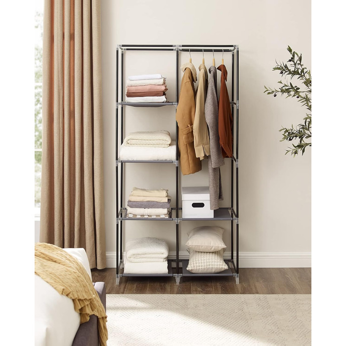 Тканинна шафа SONGMICS з 6 полицями, модульна, 88x45x168 см, сіра, для спальні та гардеробної