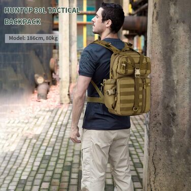 Тактичний рюкзак HUNTVP 30 л, водонепроникний, Molle, для туризму, спорту, армії, чоловіків і жінок, колір коричневий