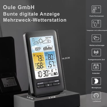 Бездротовий цифровий термометр для басейну та ставка з LCD-дисплеєм, IPX8, підводний, WScolor1ST