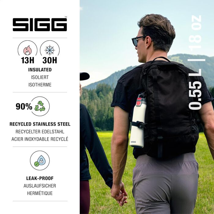 Термос-бутилка SIGG Hot & Cold One 0,55 л, з ситечком для чаю, ізольована, з нержавіючої сталі 18/8, біла, герметична, BPA-free