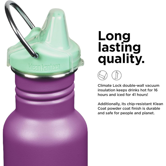 Пляшка для води Klean Kanteen Classic Narrow 355 мл, нержавіюча сталь, колір Блискучий виноград