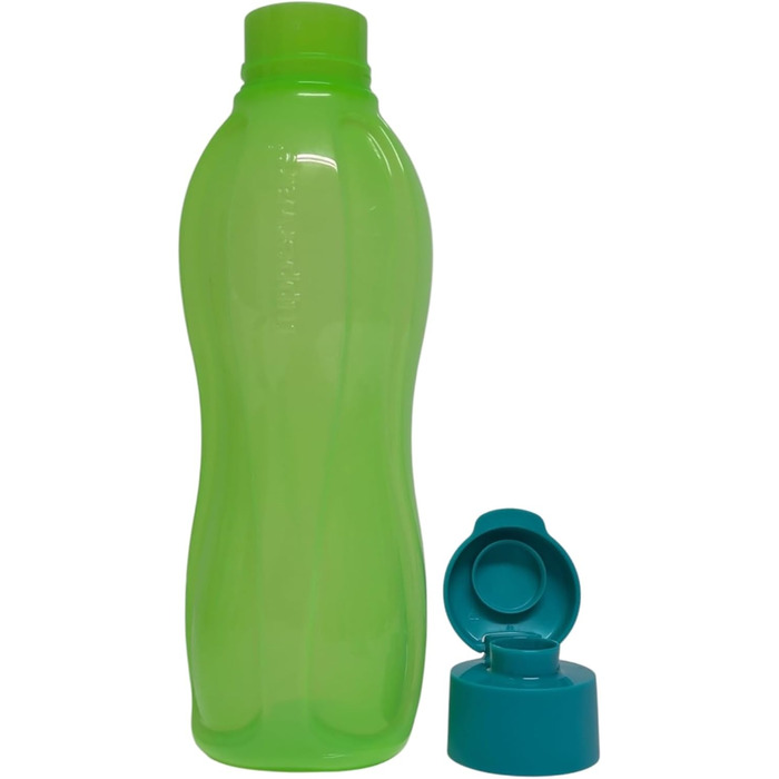 Пляшка для води Tupperware EcoEasy 1 л, неонова зелена/бірюзова, пластикова, з кришкою Flip Top, багаторазова, екологічна, для спорту та подорожей