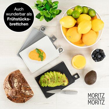 Набір кухонних дощок Moritz & Moritz 4 шт. 20,5×14,5 см, нековзні, з ручками для безпечного нарізання продуктів