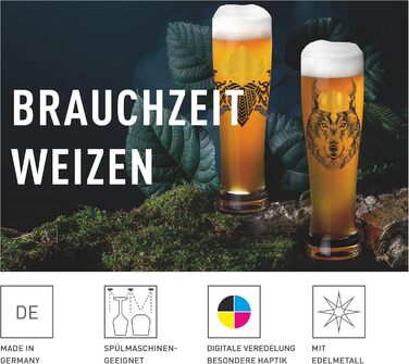 Пивний келих RITZENHOFF Brauchzeit 500 мл, набір 2 шт, з рунами, золото і чорний, вироблено в Німеччині