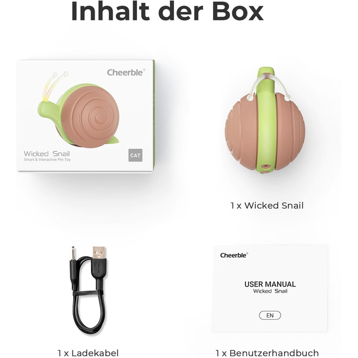 Інтерактивна іграшка для котів з LED підсвіткою Wicked Snail, електрична, рухома, акумуляторна, подарунок для кошенят, коричнева