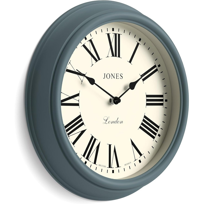 Настінний годинник JONES CLOCKS, класичний круглий, 30 см, зелений, римські цифри, традиційний дизайн для кухні, вітальні чи спальні