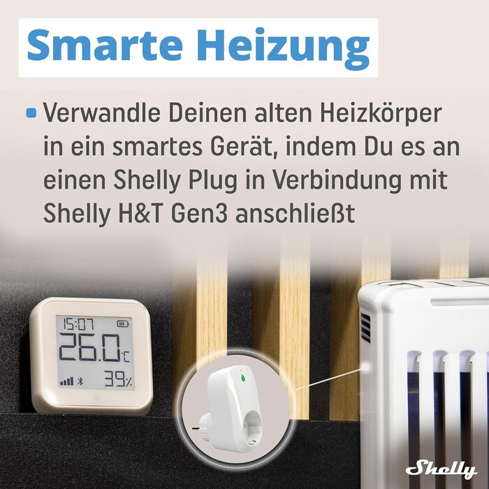 Розумний датчик температури та вологості Shelly H&T Gen3 Elfenbein Wi-Fi, без хаба, підтримка Alexa та Google Home, віддалене керування, зберігання даних, смарт-сцени, сповіщення