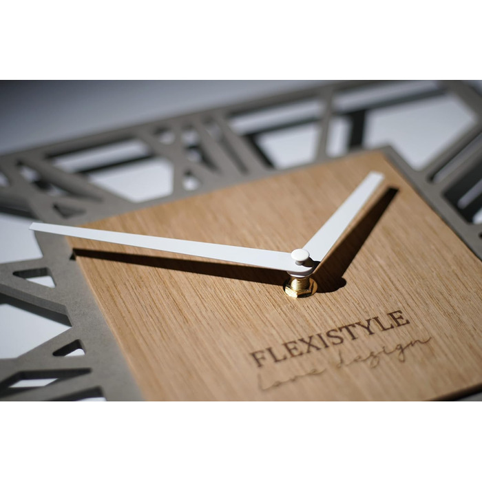 Сучасний настінний годинник FLEXISTYLE LOFT Piccolo Square 30 см, безшумний, для вітальні та ванної, сірий дуб