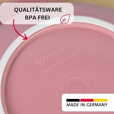 Набір для випічки Westmark, 3 предмети: миска 2,5 л, посуд для збивання 1 л, мірна кружка 1 л, пластик, білий/червоний/прозорий, з кришкою
