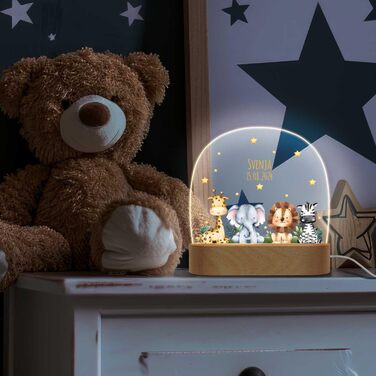 Дитячий LED нічник з іменем, персоналізована лампа для дитячої кімнати, подарунок на народження, хрестини чи день народження, нічник для хлопчика і дівчинки від GRAVURZEILE