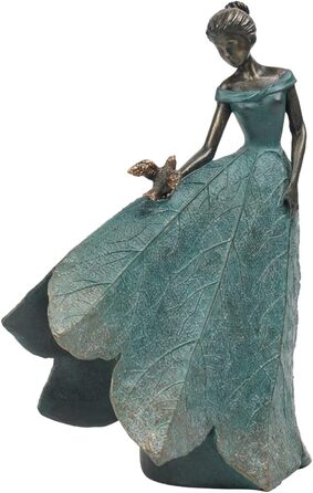 Декоративна статуетка феї з листям Guichifun, смола, 14×8×20 см – садова фігурка для дому, двору та саду, подарунок жінкам