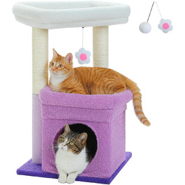 PAWZ Road багатоярусний котячий комплекс з сизалевим дряпаком, лежаком та ігровим домиком для домашніх котів, фіолетовий