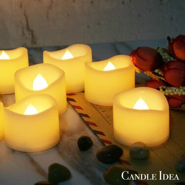 Набір з 48 LED чайних свічок на батарейках, тепле біле світло, безпечні електричні свічки з ефектом мерехтіння, для вечірок, саду, Хелловіну, Різдва та весільного декору