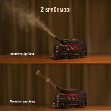 Аромадифузор для ефірних олій 300 мл у вигляді танка з LED підсвіткою, ефектом полум'я, пультом ДУ та зарядним пристроєм — міні зволожувач повітря для аромотерапії у спальню та офіс