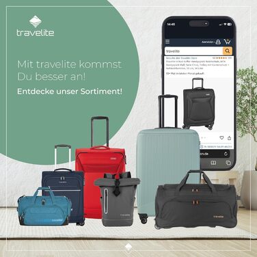 Валіза Travelite Chios L на 4 колесах, м'яка тканина, розширювана, з захистом кутів, 78 см, 90-97 л, стильний дизайн