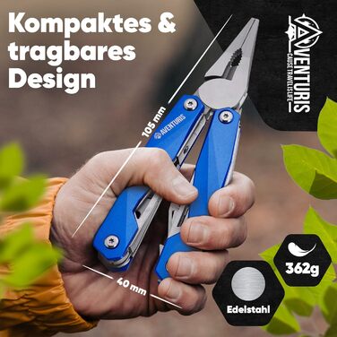 Мультитул AVENTURIS® – багатофункціональний інструмент для велосипеда та туризму, подарунок для чоловіків, зелений або синій, персоналізований
