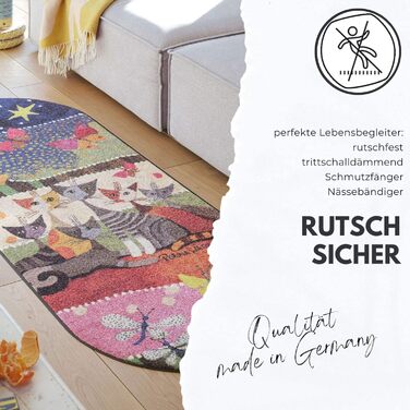 Килимок для підлоги Salonloewe Rosina Wachtmeister Serafino & Friends 50x75 см, вхідний, миючий, для дому, з котами, кольоровий