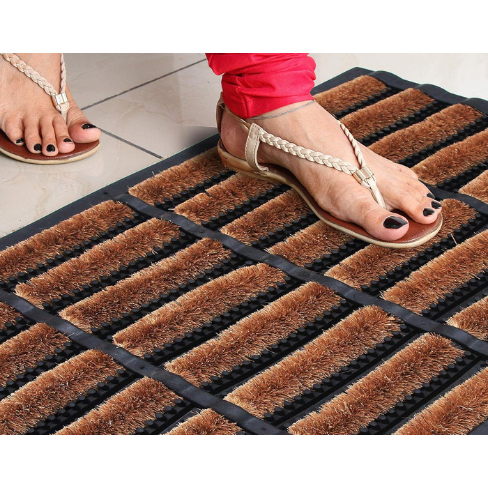 Coco&Coir® Преміум кокосовий килимок для взуття 45x75 см, нековзний, для вхідної зони, зовнішній та внутрішній, з ПВХ основою