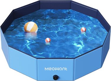 Складаний басейн для собак Meowant, великий дитячий басейн із товстого ПВХ, портативна нескользка ванна для купання тварин, не потребує насоса, 120×30 см