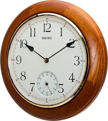 Настінний годинник Seiko коричневий, дерево (дуб), безшумний механізм QXA432B