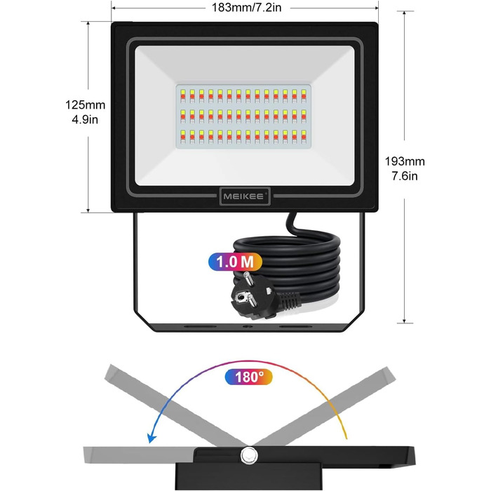 MEIKEE LED прожектор 60W RGB з пультом, 30 режимів, 10 кольорів, таймер, IP66, 6 рівнів яскравості, водонепроникний, для декору, вечірок, Нового року, Хелловіну, 2 шт.