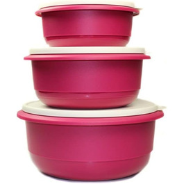 Миска для замішування Tupperware Pro 1,0 л, 2,0 л, 3,5 л, темно-рожева, набір для тіста