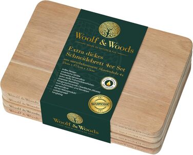 Набір кухонних дошок Woolf & Woods з акації, 4 шт, натуральні, товсті, для нарізки та сервірування