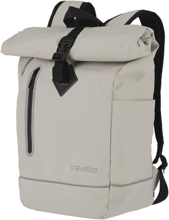 Водонепроникний рюкзак Travelite Rolltop для велосипеда та відпочинку, з відділенням Rolltop і світловідбивачами, 19 л, 48 см, колір айворі
