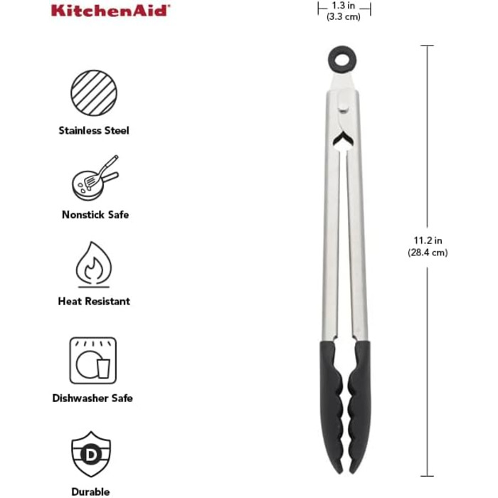 Кухонні щипці KitchenAid Gourmet з нержавіючої сталі, чорні
