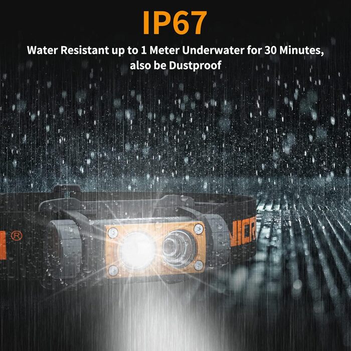 Лобовий ліхтар NICRON H15T LED з червоним світлом, USB акумуляторний, 500 люмен, водонепроникний IP67 для риболовлі, нічних прогулянок, археології