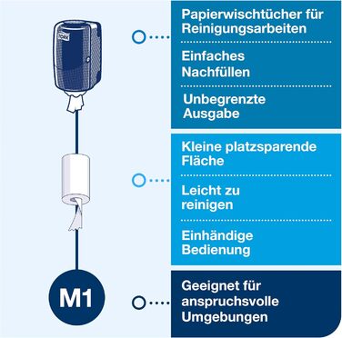 Диспенсер для паперових рушників Tork M1 Mini, білий, настінний, гігієнічна подача, 174x321x165 мм, Elevation Design