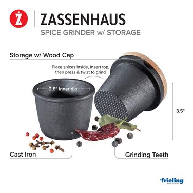 Терка Zassenhaus з чавуну, чорна, 8 см, 2 шт. в наборі