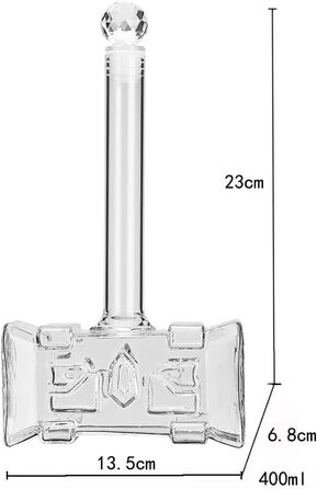 Декантер для віскі Thor's Hammer 400 мл, прозорий, ручна робота, карафа для віскі, бренді, бурбону, скотчу та напоїв
