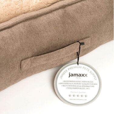JAMAXX Преміум ортопедичне ліжко для собак з пам'яттю форми, водовідштовхувальне, знімний чохол, велюрова тканина, розмір L 120x90 см, коричневе