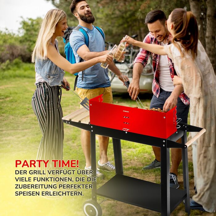 Вугільний гриль Five-Star Grill&Chill, садовий, хромована решітка 50×26,5 см, 2 колеса, модель GC0010
