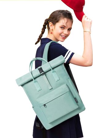 Універсальний рюкзак KALIDI Rolltop з відділенням для ноутбука, водонепроникний міський рюкзак для жінок і чоловіків, підходить для школи, університету, роботи, повсякденного використання, колір міні-зелений