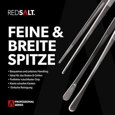 Преміум набір кулінарних пінцетів REDSALT 30 см, нержавіюча сталь 18/10, для кухні, гриля та гастрономії, можна мити в посудомийці