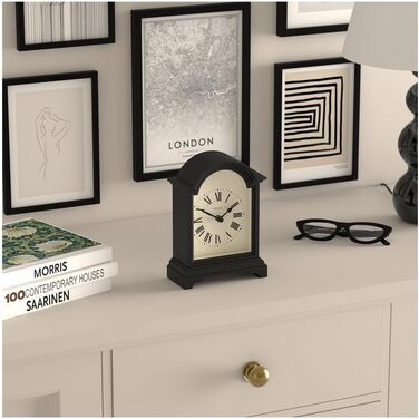 Настільний годинник JONES CLOCKS Bistro, класичний арочний дизайн, білий, універсальний стиль для письмового столу, тумбочки чи полиці