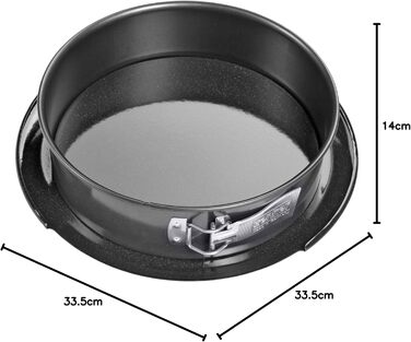 Форма для випікання Zenker DELUXE 28 см з кришкою, кругла, емальований плоский дно, чорна металік, форма для торта та пирога, з ручкою для транспортування