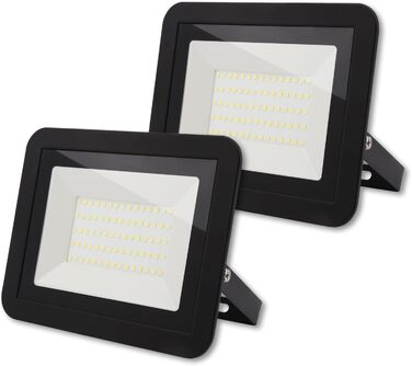 LED прожектор da LIGHT 50 Вт для вулиці та приміщень, 6000K холодне біле світло, 4500 лм, IP65, надяскравий, для саду, гаража, спортивного майданчика, 230В (4 шт.)