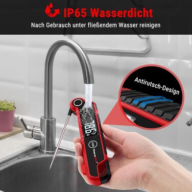 Термометр для м'яса ThermoPro TP620, антизапотівання, точність ±0.5℃, професійний кухонний термометр, водонепроникний, швидке вимірювання (2-3 с), для приготування, смаження, дитячого харчування