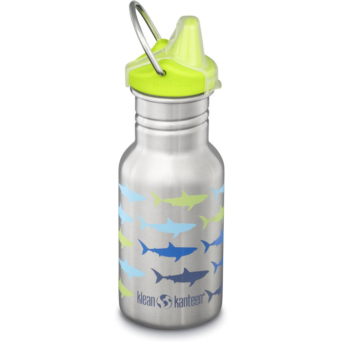 Пляшка для води Klean Kanteen Classic Narrow 355 мл з малюнком «Акули», нержавіюча сталь, для дітей та дорослих