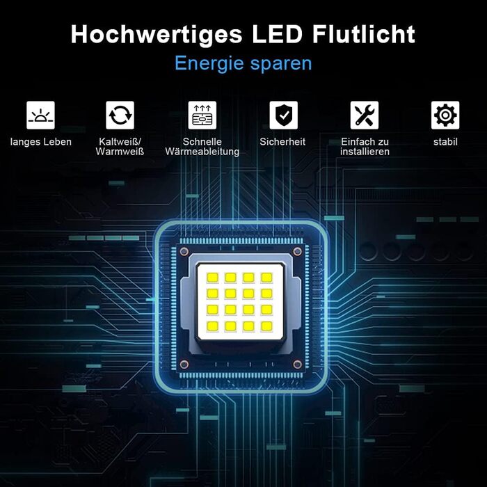 LED прожектор для вулиці 100Вт, 5шт, IP66 водонепроникний, 8500Лм, 6000K холодне біле світло, кут 120°, для зовнішнього та внутрішнього освітлення