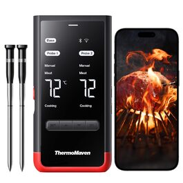 Бездротовий термометр для м'яса ThermoMaven P2 з Bluetooth 5.3, 2 зондами, 6 сенсорами, Wi-Fi, IPX8, для грилю, духовки, кухні, фритюрниці