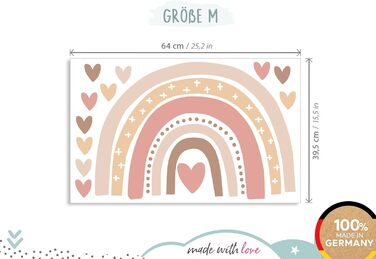 Декоративна наклейка на стіну Little Deco Веселка Boho з серцями для дитячої кімнати, 120x80 см