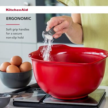 Набір мисок для змішування KitchenAid, 3 шт, вугільно-сірі, з мірними ложками 5 шт